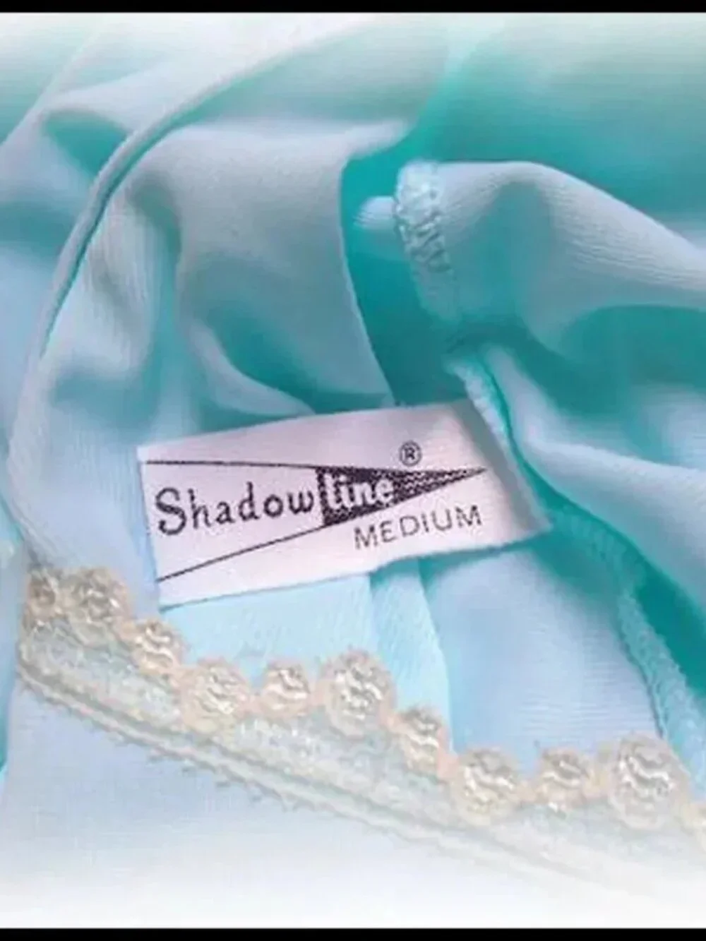 Vintage Nylon Nightgown Aqua Mid Length, SLINKY Shadowline